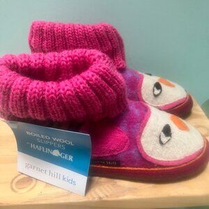 NWT Garnet Hill Haflinger children's boiled wool owl slippers, EU 29/11T